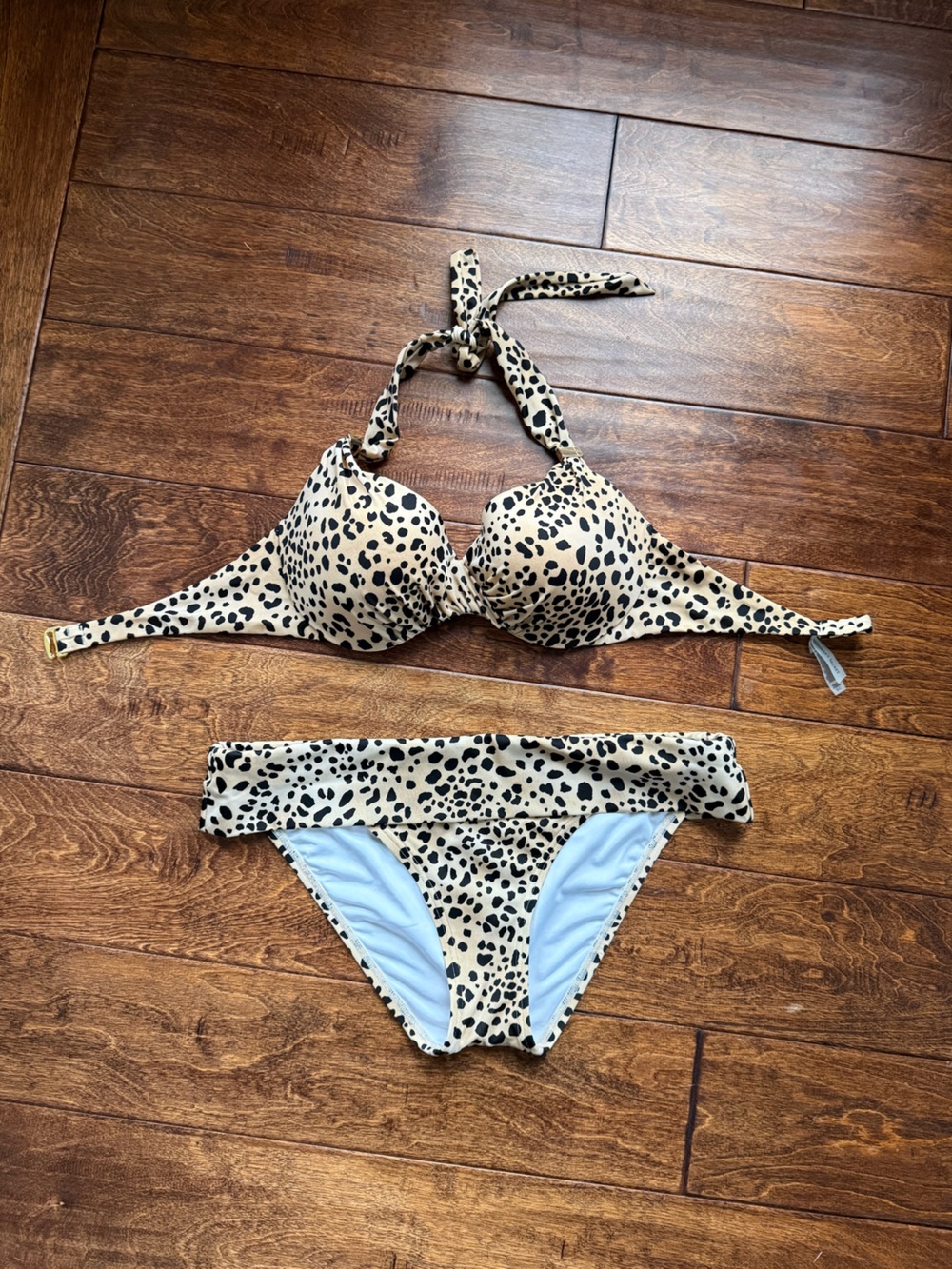 Victoria's Secret Leopard Swim Bikini - Beige and Black